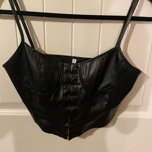 Faux Leather Bustier Cropped Corset